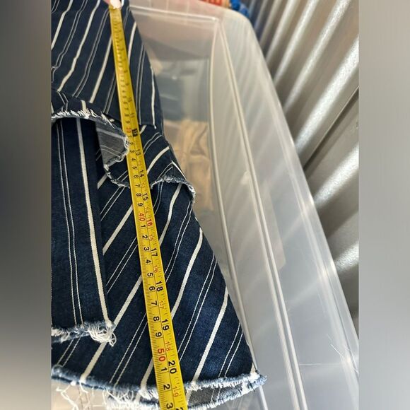 WOMEN'S ZARA DENIM RUFFLE HIGH LOW SKIRT white striped asymmetrical size xs - Picture 8 of 9